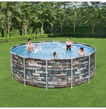 CURACAO fémvázas medence szett 427x122 cm, kő hatású