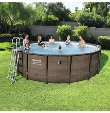 PAG 488x122 cm rattan hatású fémvázas medence szett PAG 488x122 cm rattan hatású fémvázas medence szett