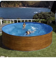 PONTAQUA ECO WOOD 460x120 cm kerek medence szett, famintás acélpalásttal