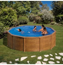 PONTAQUA WOOD STAR 460x132 cm kerek medence, fa nyomatú acélpalásttal